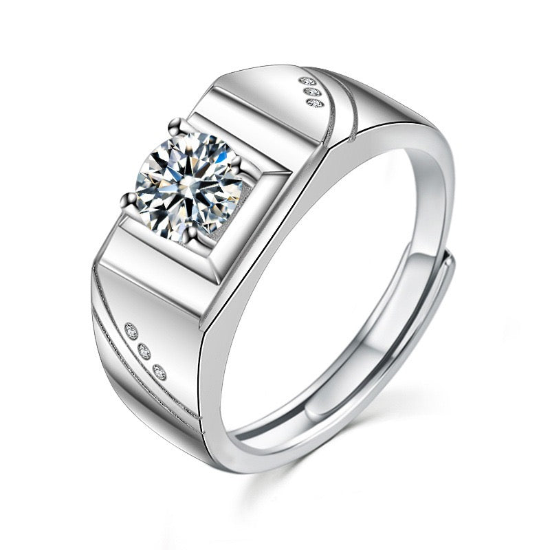 1CT Adjustable Men's Moissanite Ring - 925 Sterling Silver