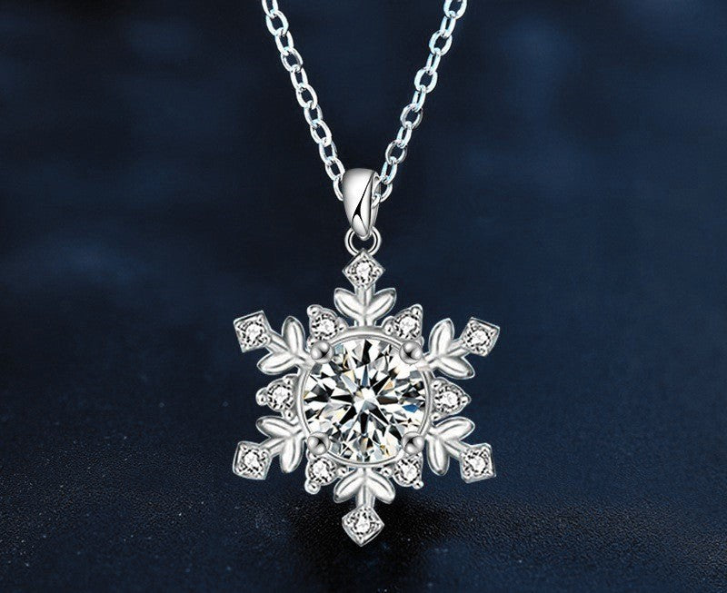 2CT Snowflake Moissanite Necklace - 925 Sterling Silver