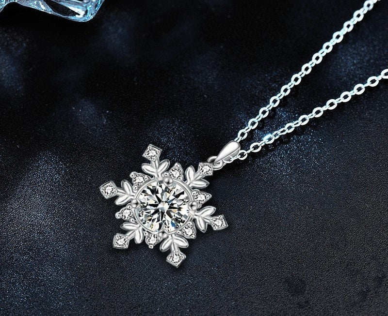2CT Snowflake Moissanite Necklace - 925 Sterling Silver