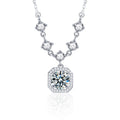 2CT Halo Moissanite Necklace - 925 Sterling Silver
