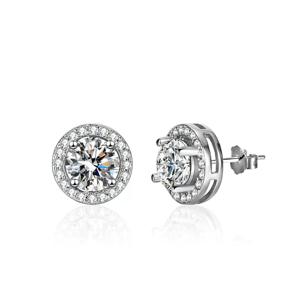1 CT Moissanite  Stud Earrings - 925 Sterling Silver