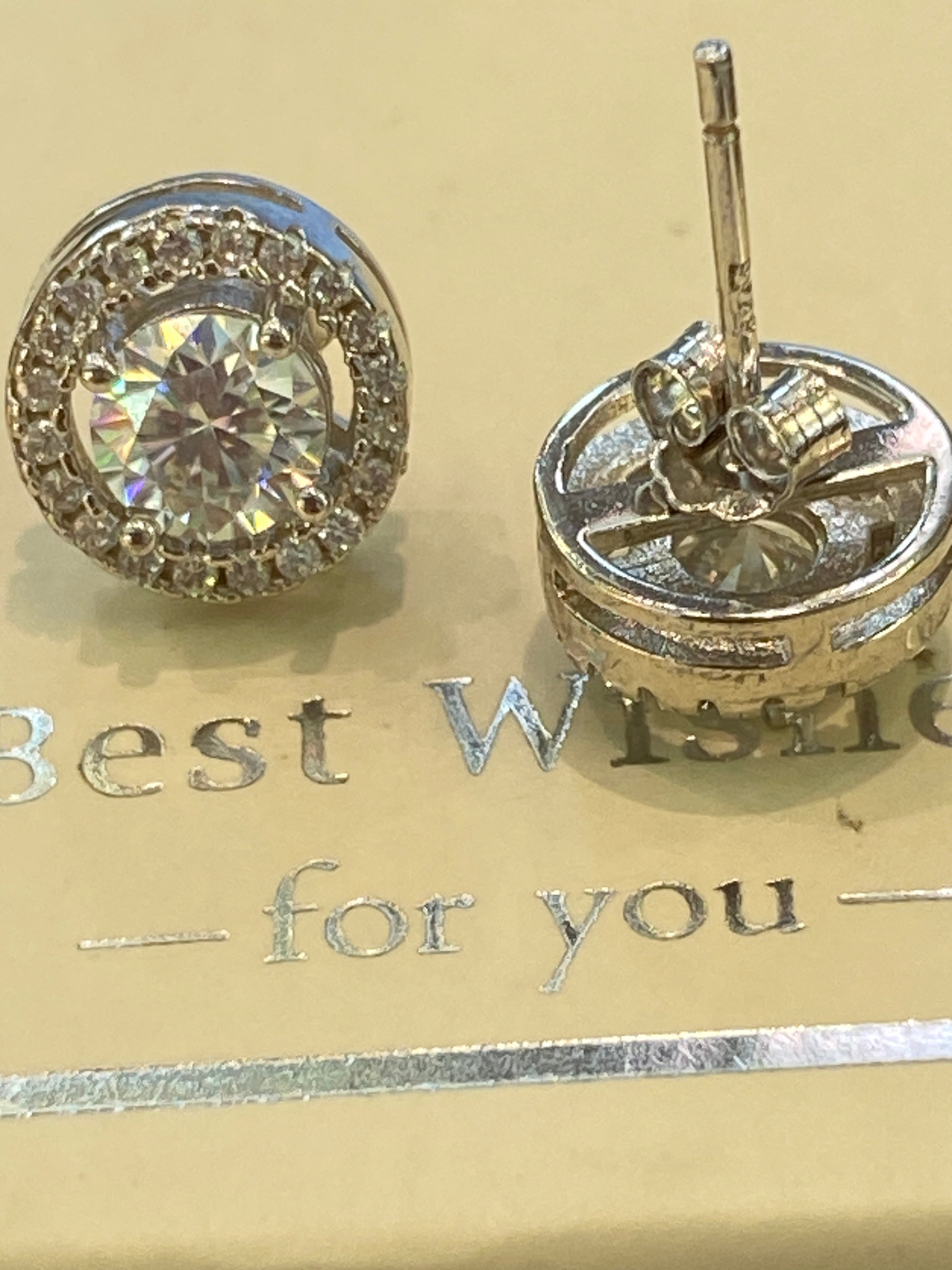 1 CT Moissanite  Stud Earrings - 925 Sterling Silver