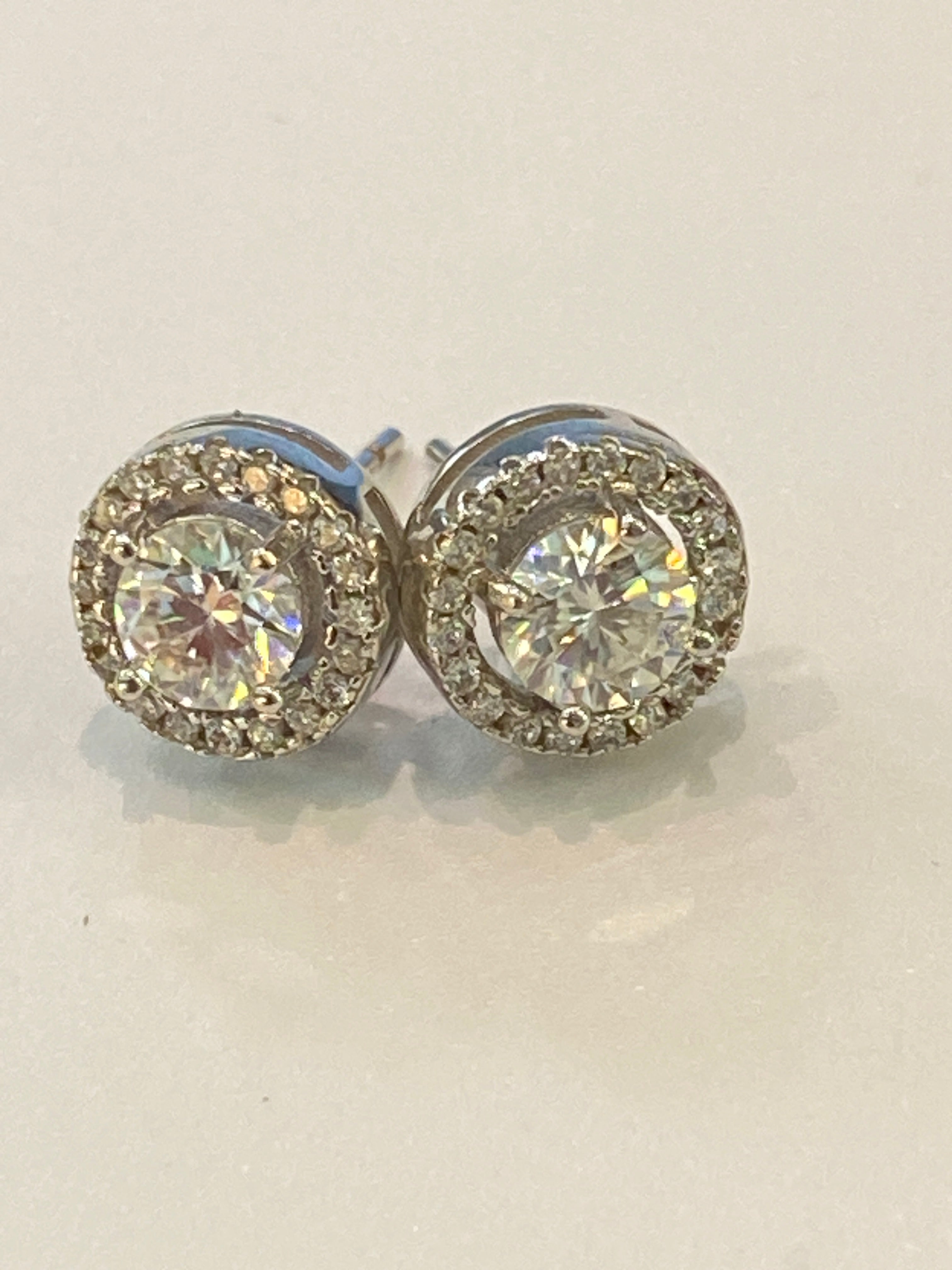 1 CT Moissanite  Stud Earrings - 925 Sterling Silver