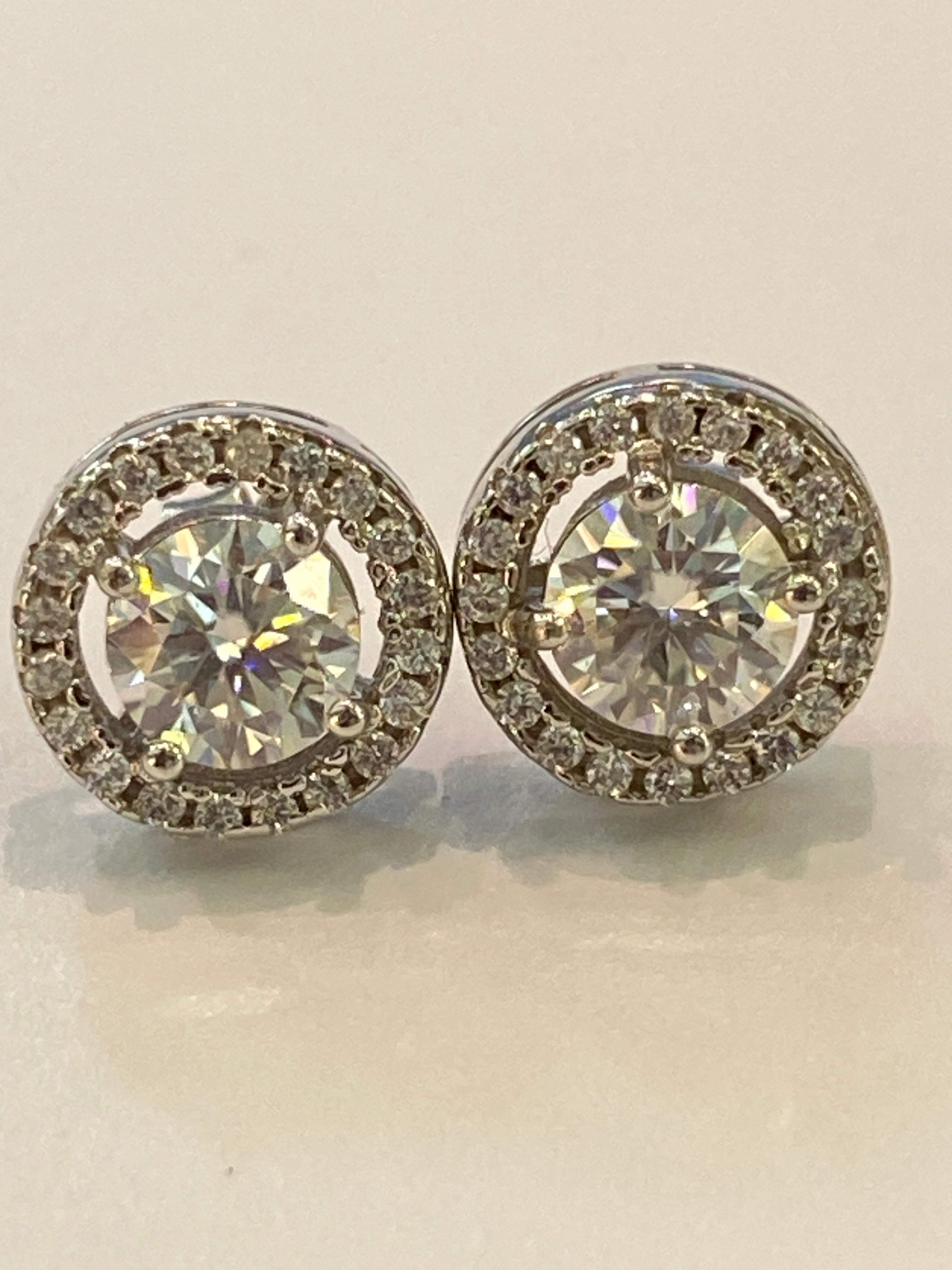1 CT Moissanite  Stud Earrings - 925 Sterling Silver