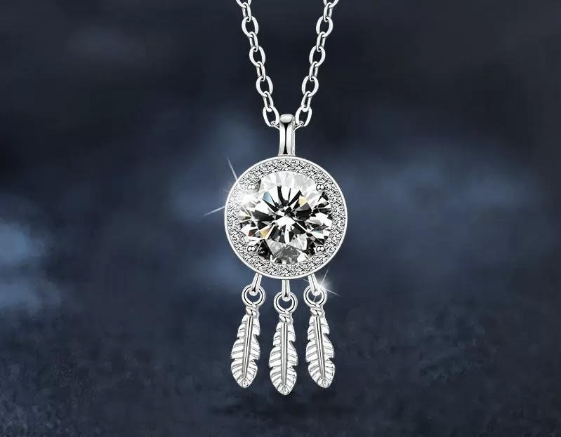 1 CT Dreamcatcher Moissanite Necklace - 925 Sterling Silver